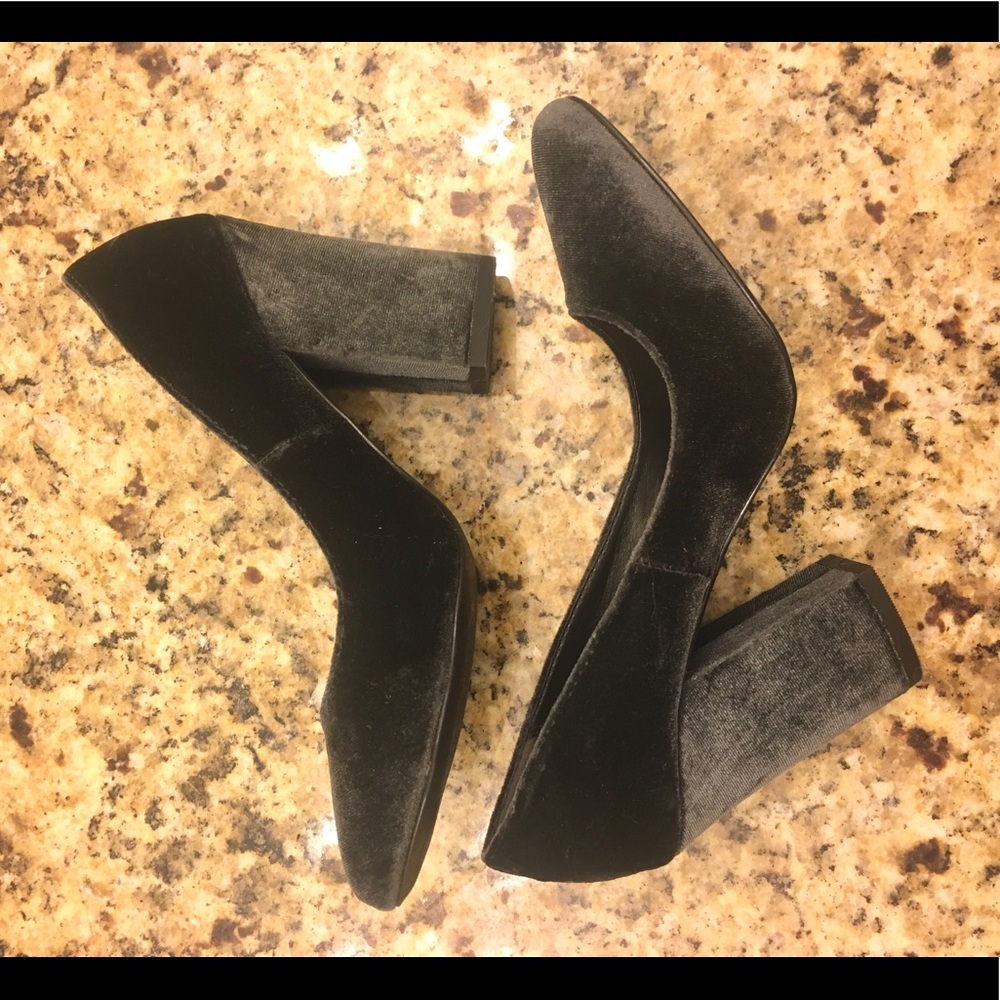 Mossimo Dark Gray Velvet Block Heels